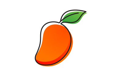 Mango frutta fresca logo design icona vettoriale illustrazione v.5