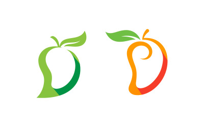 Projekt logo świeżego owocu mango Ilustracja ikony wektorowej v.1
