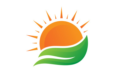 Sun green farm logo Vector icon design illustration Template v.11