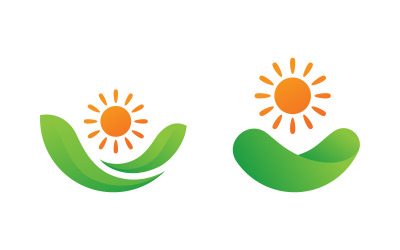 Sun green farm logo Vector icon design illustration Template v.12