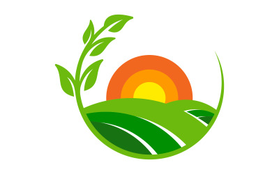 Sun green farm logo Vector icon design illustration Template v.13