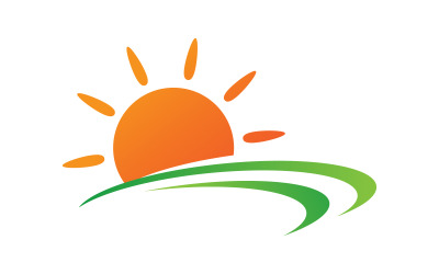 Sun green farm logo Vector icon design illustration Template v.14