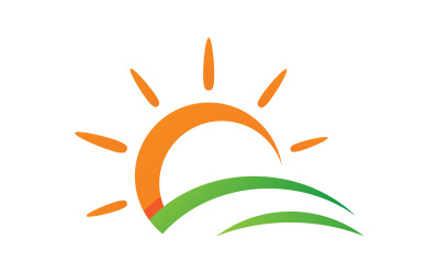 Sun green farm logo Vector icon design illustration Template v.17