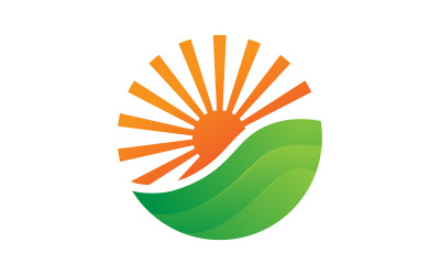 Sun green farm logo Vector icon design illustration Template v.9