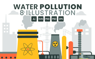8 Illustrazione dell&amp;#39;inquinamento delle acque industriali