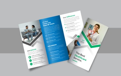 Brochure pieghevole per ospedale o assistenza sanitaria, modello di brochure pieghevole per azienda o azienda
