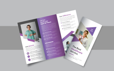 Brochure pieghevole per ospedale o assistenza sanitaria, modello di progettazione di brochure pieghevole per azienda o azienda
