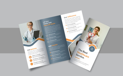 Opuscolo pieghevole unico per ospedale o assistenza sanitaria, design di brochure pieghevole aziendale o aziendale
