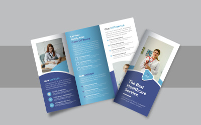 Brochure pieghevole unica per uso medico o sanitario, modello di progettazione di brochure pieghevole per uso aziendale o aziendale