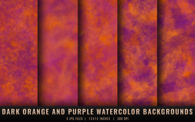 Dunkelorange und lila Aquarell-Hintergründe