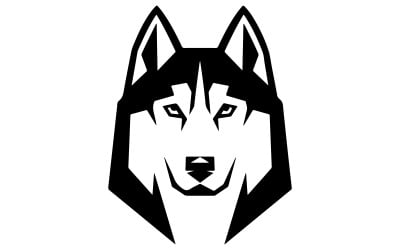 Un logo raffigurante un husky siberiano a forma di scudo