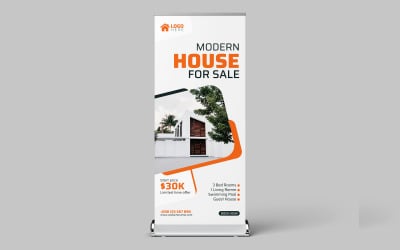 Creatief ontwerp voor een roll-upbanner voor onroerend goed