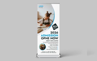 Modello di banner rollup per l&amp;#39;ammissione alla scuola Modello di stampa stand