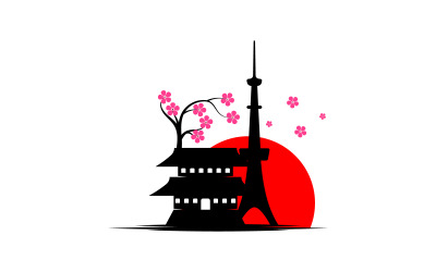 Tur ve seyahat Japonya öğesi Vektör simgesi Logo tasarımı v.20