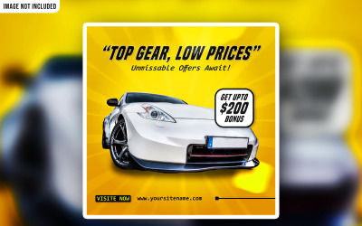 Bannière publicitaire PSD promotionnelle sur les réseaux sociaux pour les ventes de voitures à bas prix