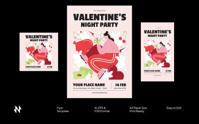 Red Valentine Party Flyer Template