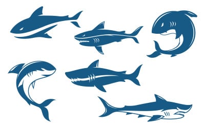 Illustrazione di pericolo di squalo icona design Template Vector v.12
