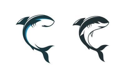 Illustrazione di pericolo di squalo icona design Template Vector v.2