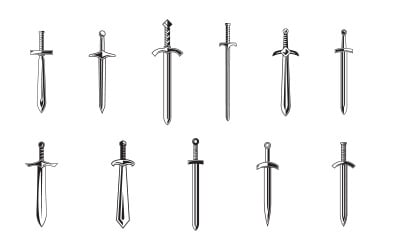 Knight Swords silhouettes. Vector illustration design v.17