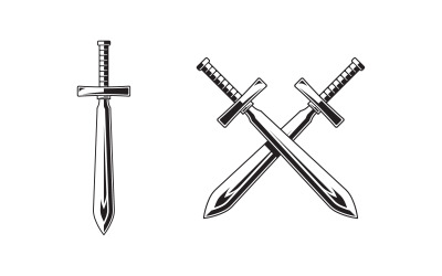 Knight Swords silhouettes. Vector illustration design v.4