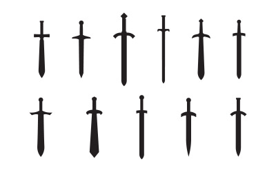 Silhouette di spade da cavaliere. Illustrazione vettoriale v.16