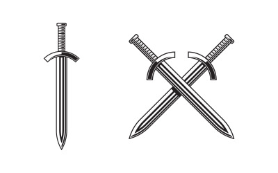 Silhouetten von Ritterschwertern. Vektorillustration-Design v.1