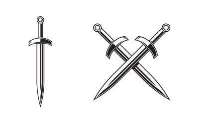 Silhouetten von Ritterschwertern. Vektorillustrationsdesign v.2