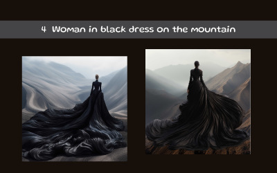 Woman in black dress on the mountain