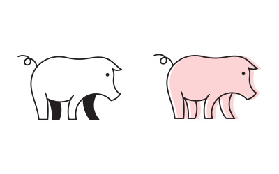 Maiale simbolo carino Modello icona vettoriale illustrazione design v.11