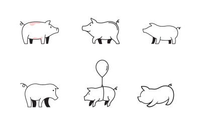 Niedliches Schwein-Symbol Vorlage Vektorsymbol Illustration Design v.17