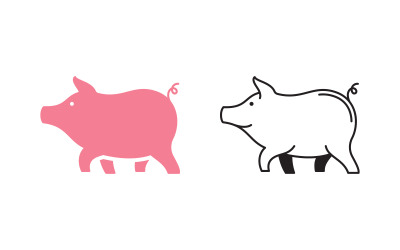 Pig cute symbol Template vector icon illustration design v.10