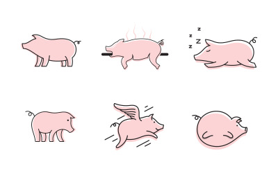 Pig cute symbol Template vector icon illustration design v.18