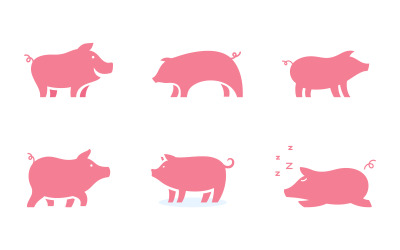 Pig cute symbol Template vector icon illustration design v.19