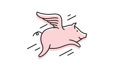 Pig cute symbol Template vector icon illustration design v.8