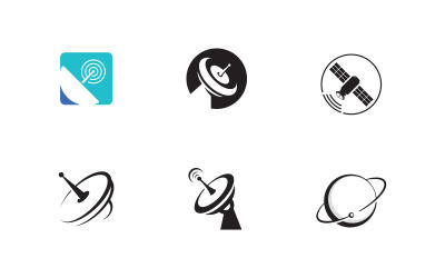 Plantilla de diseño de icono vectorial global de satélite v.18