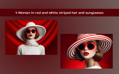 Woman in red and white striped hat and sunglasses