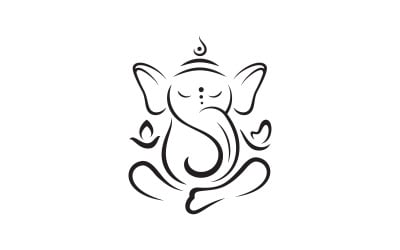 Ganesha Logo Vector icon design illustration Template v.10