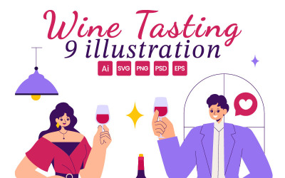 9 Kóstoló és borkóstoló illusztráció