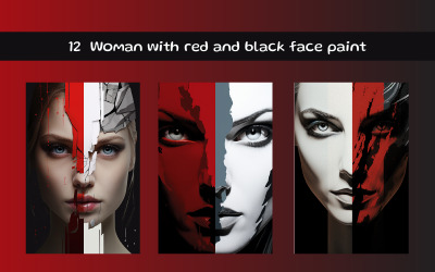 Woman with red and black face paint