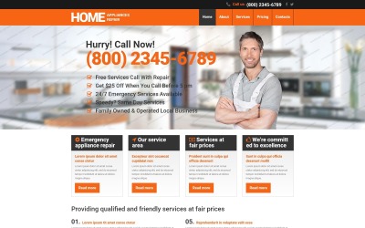 Modèle de site Web réactif pour les réparations à domicile