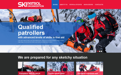 Plantilla de sitio web adaptable de esquí