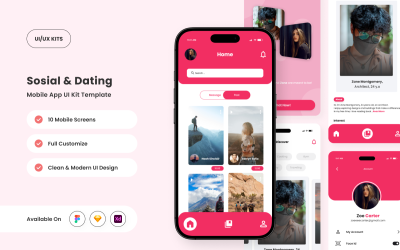 Crushly - Mobiele app-UI-kit voor sociale media en dating