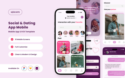 Love Person – Hravá sada uživatelského rozhraní aplikace pro sociální a seznamovací aplikace