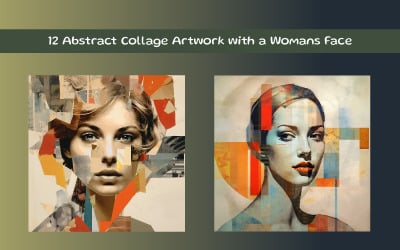 Abstract Collage Artwork with a Womans Face