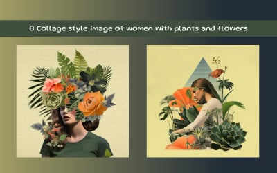 Collage style image of women with plants and flowers