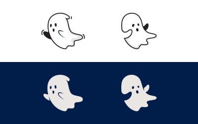 Cute ghost Vector icon design illustration template v.3