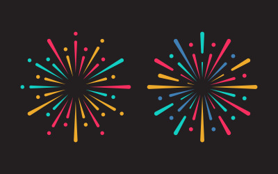 Firework event party vector icon illustration design template v.2