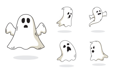 Modello di illustrazione di design dell&amp;#39;icona vettoriale di un fantasma carino v.10