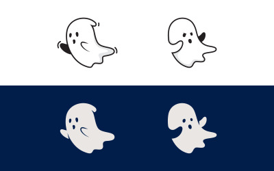 Modello di illustrazione di design dell&amp;#39;icona vettoriale di un fantasma carino v.3