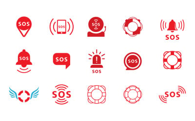SOS Vector icon design illustration Template v.7